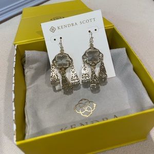 Kendra Scott Gold and White/Clear Statement Earrings - Never worn -